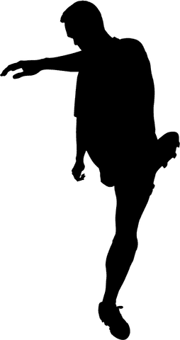 Transparent Silhouette of Soccer Player Kicking