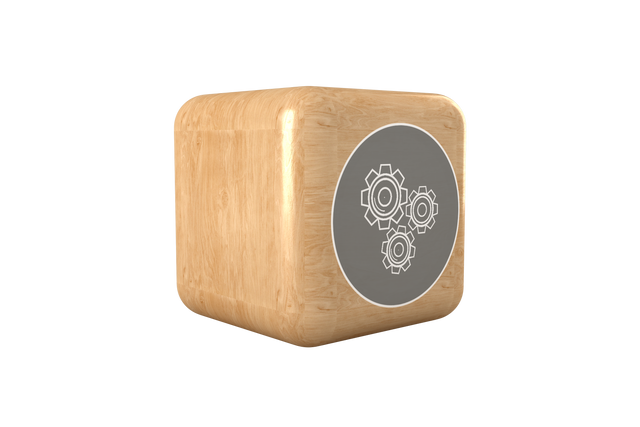 Transparent Wooden Cube with Gear Icon Symbolizing Industry - Download Free Stock Videos Pikwizard.com