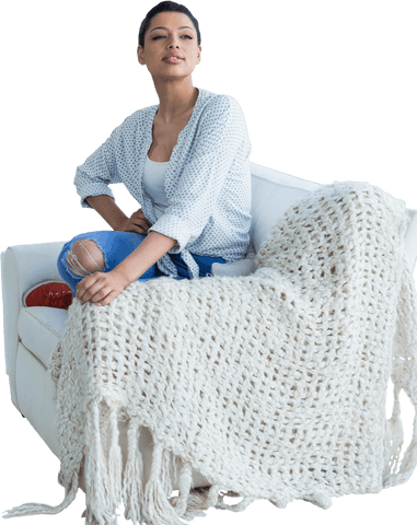 young woman sitting on sofa with transparent background - Download Free Stock Videos Pikwizard.com
