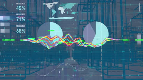 Digital Data Processing Overlays on City Background