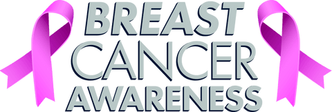 Breast Cancer Awareness Text with Pink Ribbons and Transparent Background