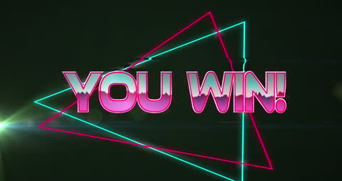 Retro Futuristic Game Win Screen with Neon Graphics