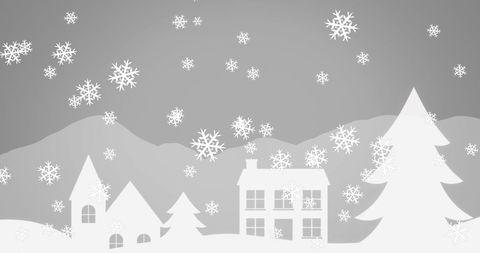 Festive Winter Landscape with Falling Snowflakes