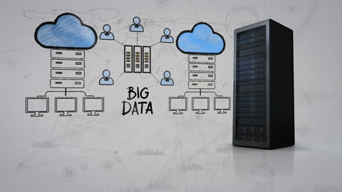 Digital Network Illustration of Cloud Systems and Big Data Integration