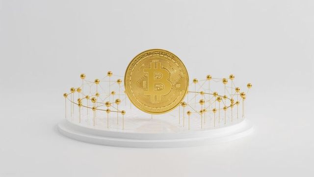Golden Bitcoin on White Platform with Network Design