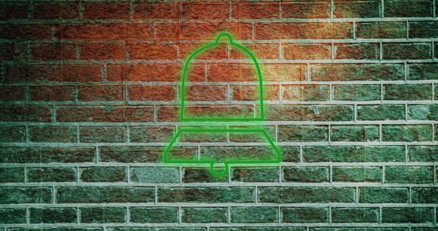 Digital Notification Bell Icon Glowing on Brick Wall - Download Free Stock Images Pikwizard.com