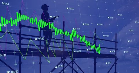 Financial growth concept blending construction and stock market
