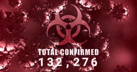 Coronavirus pandemic warning with confirmed cases count overlay