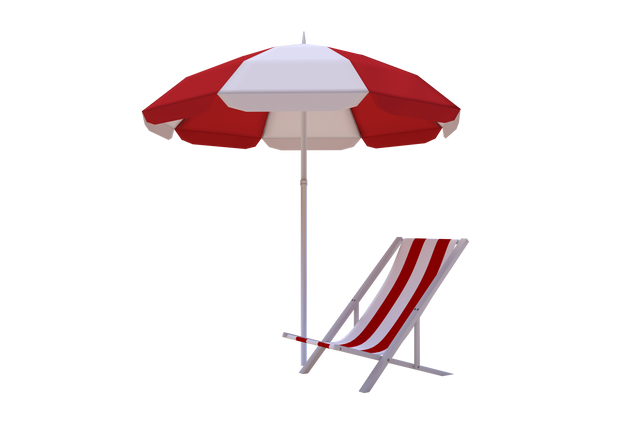 Red and White Sun Umbrella and Deckchair Illustration on Transparent Background - Download Free Stock Videos Pikwizard.com