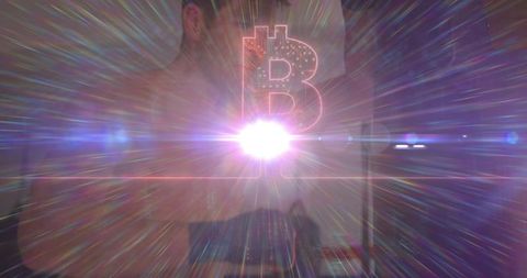 Bitcoin Symbol Projecting Futuristic Technology