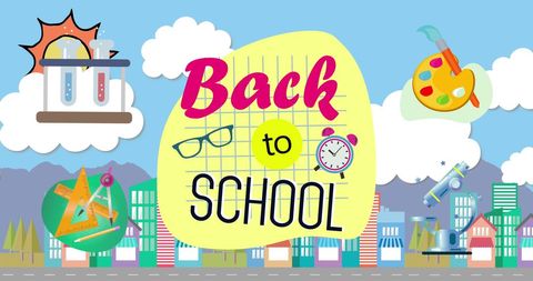 Colorful Back to School Concept with Educational Icons - Download Free Stock Images Pikwizard.com