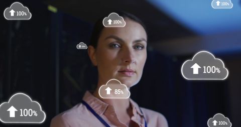 Businesswoman Engaged with Cloud Technology Interfaces - Download Free Stock Images Pikwizard.com