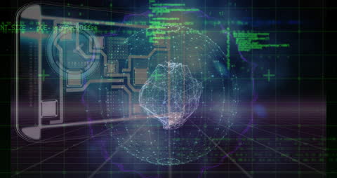 Futuristic Data Processing with Digital World Map Concept