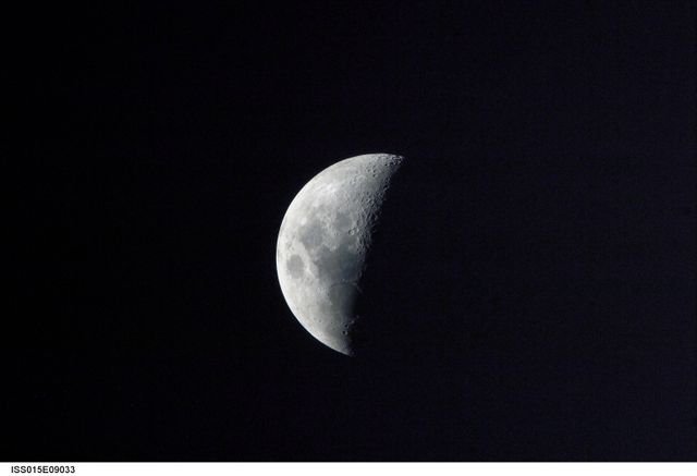 ISS015-E-09033 (May 2007) --- A half moon is featured in this image photographed by an Expedition 15 crewmember on the International Space Station.