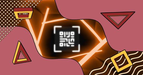 Glowing QR Code with Neon Geometric Shapes Design - Download Free Stock Images Pikwizard.com