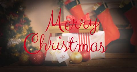 Festive Christmas Gifts with Merry Christmas Greeting