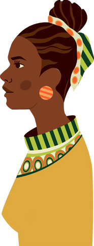 Elegant female profile with headband on transparent background