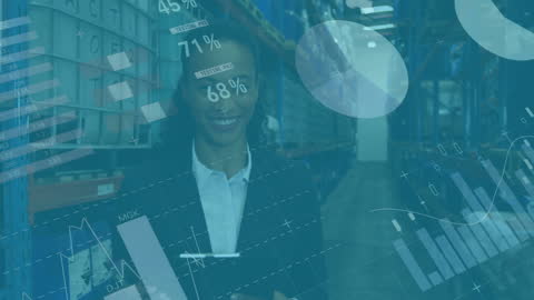 Warehouse Manager Analyzing Digital Data Interfaces