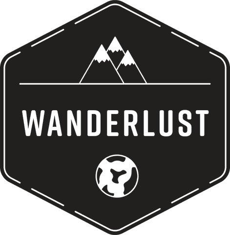 Transparent Wanderlust Sign with Mountain Icon for Travelers