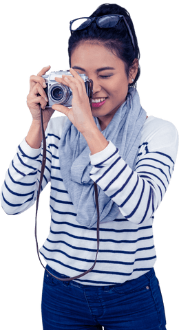 Joyful Asian Woman Photographing with Transparent Background - Download Free Stock Videos Pikwizard.com