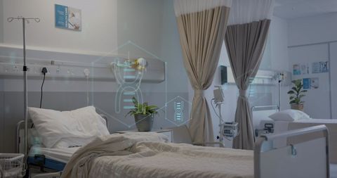 Futuristic Technology Overlay in Empty Hospital Room - Download Free Stock Images Pikwizard.com