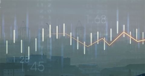 financial data processing over cityscape - Download Free Stock Images Pikwizard.com