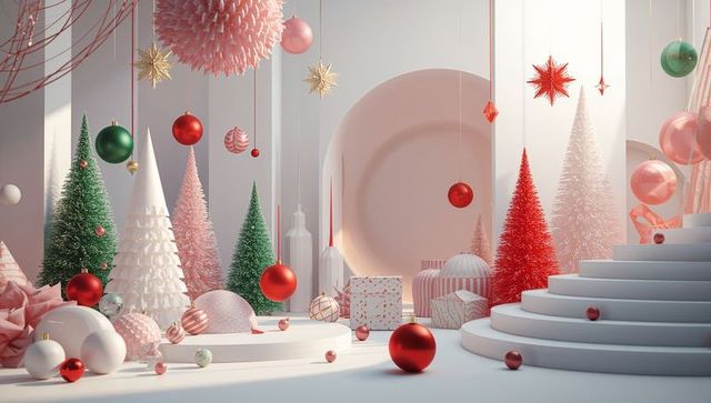 Modern Festive Holiday Decor in Elegant Studio Setting