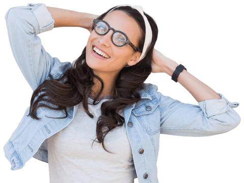 Happy Caucasian Woman Smiling on Clear Transparent Background