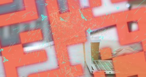 Digital security concept with laptop and abstract code