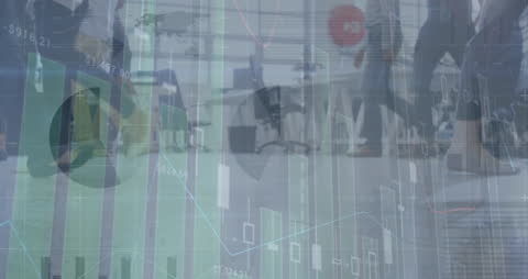 Visual representation blending business analytics with an office group in discussion. Suitable for depicting themes of corporate strategy, financial planning, digital transformation, and collaborative teamwork. Ideal for use in presentations, reports, and marketing materials related to data-driven business solutions.