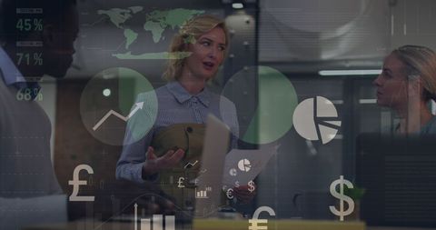 Digital data overlay and meeting in diverse business office