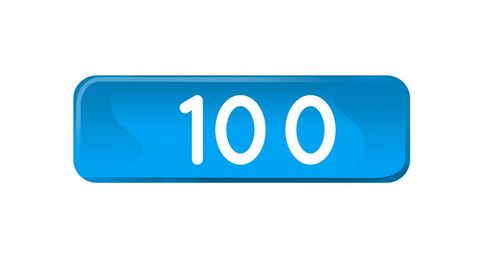 Blue Counter Reaching 100 on White Background