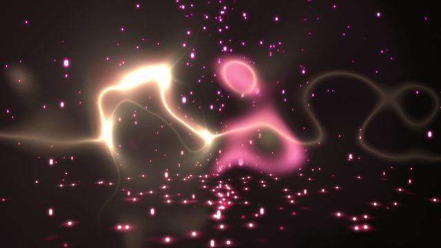 Animation shows shiny, pink gas cloud with sparkles and glowing particles floating on black background. Ideal for backgrounds, fantasy themes, presentations, and sci-fi projects. Provides a vibrant and mysterious effect perfect for digital projects, creative designs, or motion graphics.