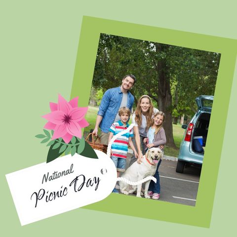 Happy family gathering during national picnic day celebration