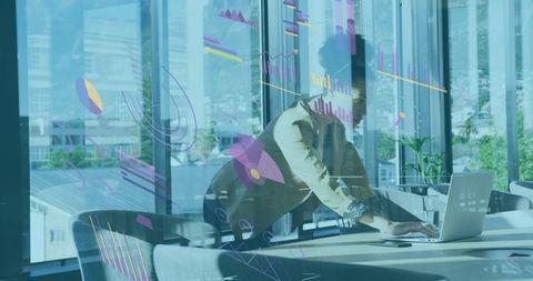 Abstract Interface Visual with Tech-Savvy Entrepreneurial Woman