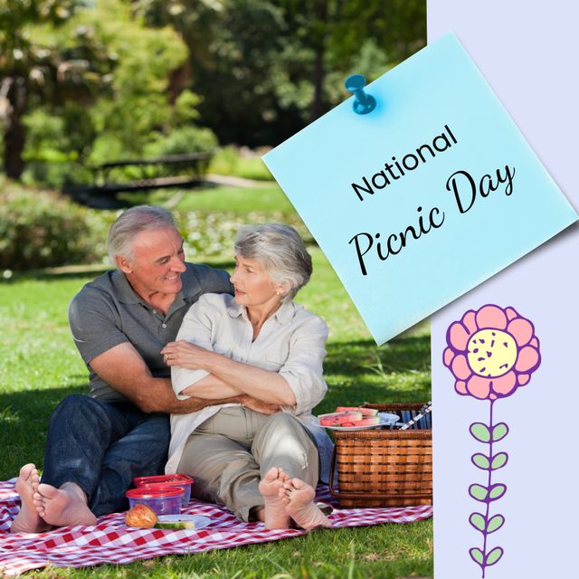 Senior Couple Celebrating National Picnic Day Outdoors - Download Free Stock Templates Pikwizard.com