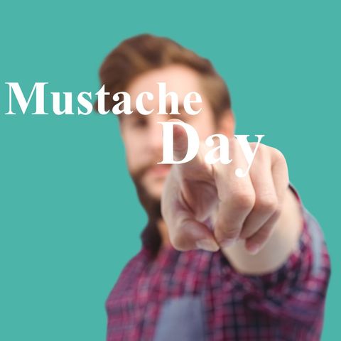 celebrating mustache day with pointing man - Download Free Stock Templates Pikwizard.com