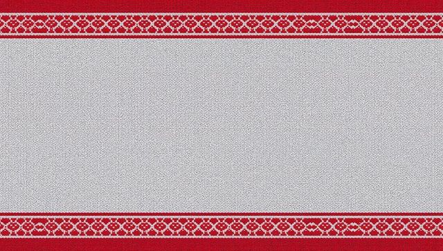 Red white woven table runner with geometric border pattern for holiday and rustic decor