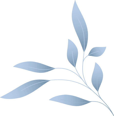 Elegant transparent branch with blue gradient leaves