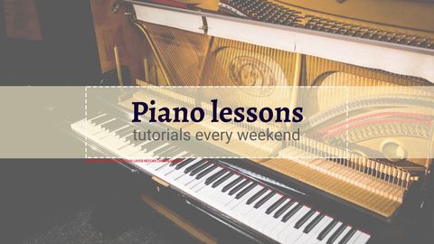 piano lessons advertisement with open grand piano - Download Free Stock Templates Pikwizard.com