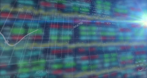 Digital Trading Board with Holographic Graph Overlay