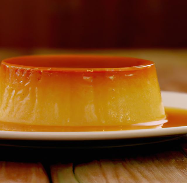 Close up of flan on white plate created using generative ai technology - Download Free Stock Photos Pikwizard.com