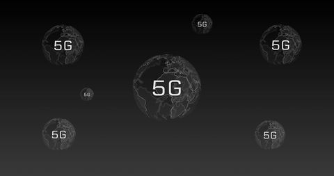 Digital Network Globes with 5G Connection Hint