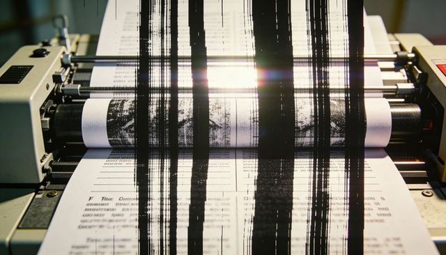 Dot matrix printer printing streaked continuous paper with heavy black lines and glare
