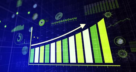 Covid-19 Data Visualization with Growth Chart and Virus Cells - Download Free Stock Images Pikwizard.com
