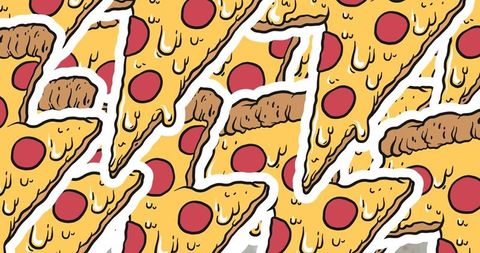 Colorful animated pizza slices pattern background