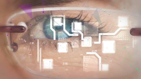Futuristic Digital Interface with Female Eye Technology