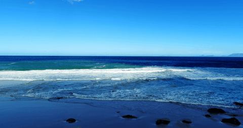 Serene Seascape with Waves under Clear Blue Sky