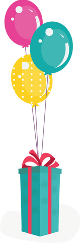 colorful balloons attached to gift box on transparent background - Download Free Stock Videos Pikwizard.com