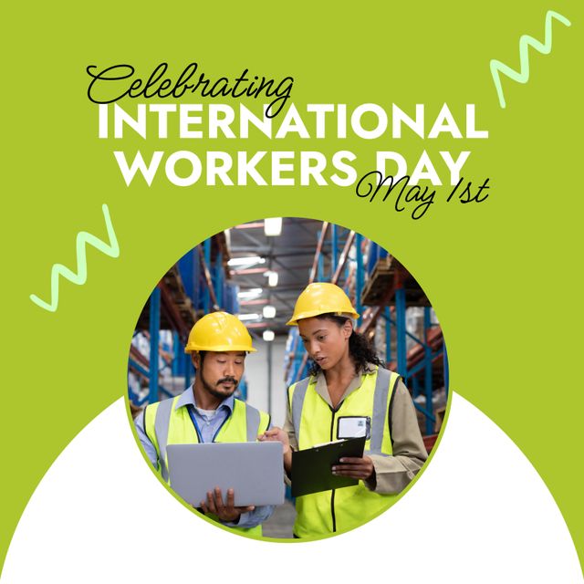 International Workers Day Celebration with Workers in Safety Gear - Download Free Stock Templates Pikwizard.com